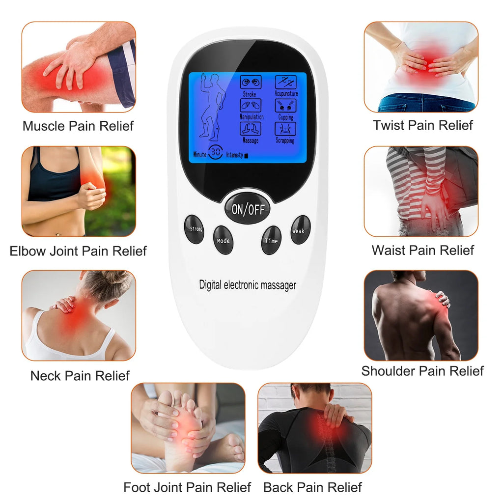 PulseRelief Pro™ — Dual-Channel EMS/TENS Muscle Stimulator, 8 Electrode Pads
