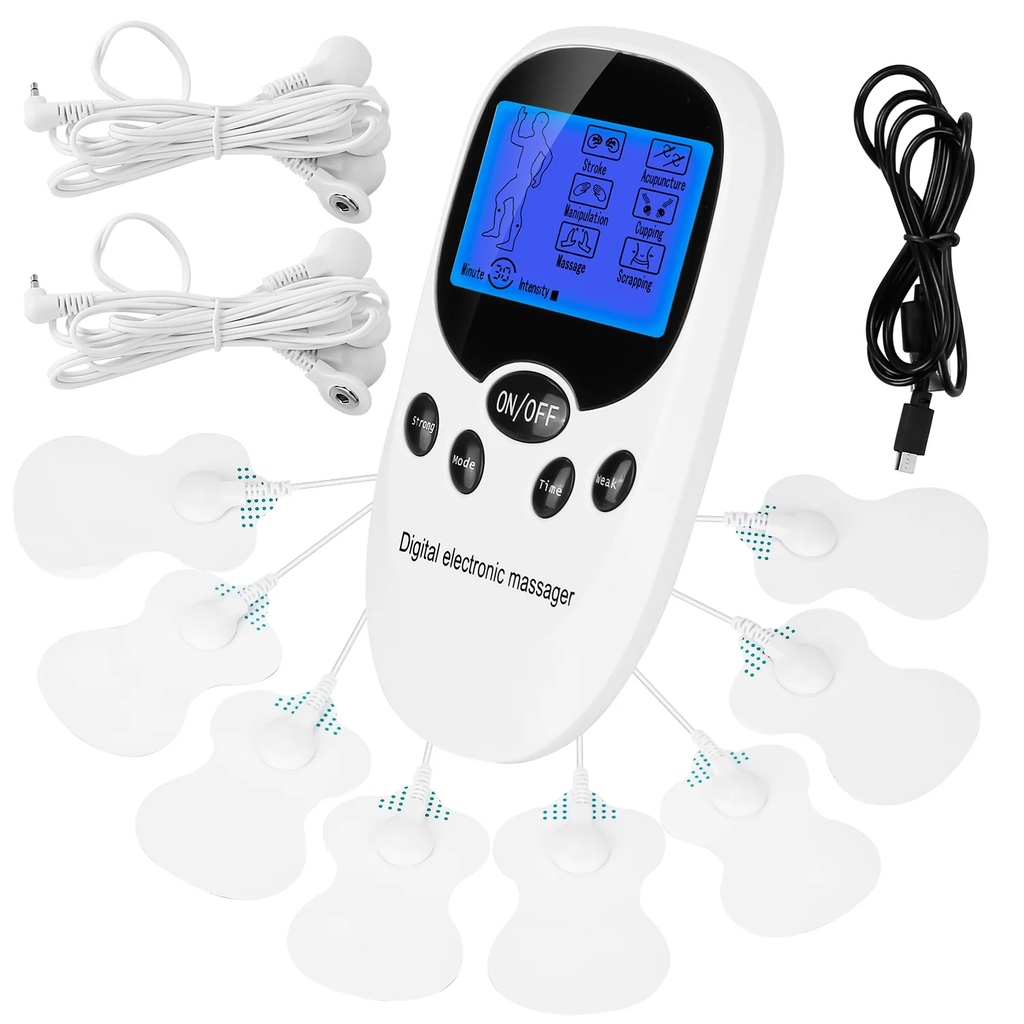 PulseRelief Pro™ — Dual-Channel EMS/TENS Muscle Stimulator, 8 Electrode Pads